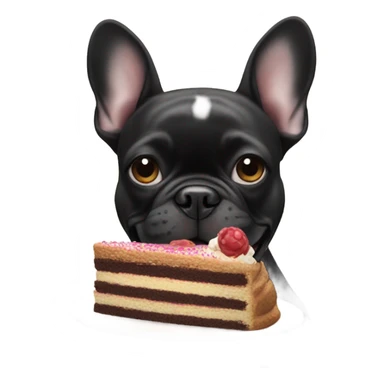frenchie bulldog black eating birthday cake  sticker