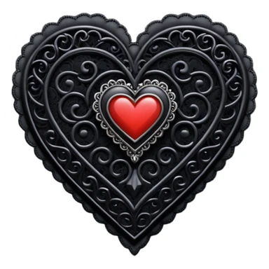 goth themed heart with a black lace brooch sticker