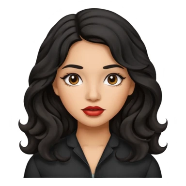 Latina girl with lip liner and black wavy hair sticker