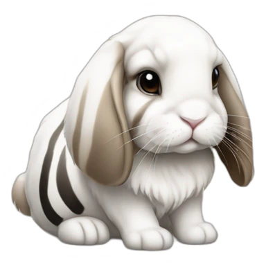 holland lop rabbit with floppy ears and tiger stripes sticker