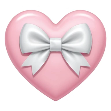 Light pink heart with white ribbon bow sticker