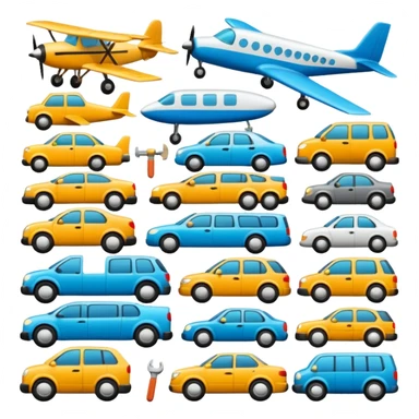 Emoji puzzle using objects or vehicles only.
Example: cars, bicycles, planes, tools.
One emoji slightly rotated or different shade.
Very subtle difference.
Modern flat design. sticker