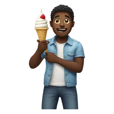 Black guy eating ice cream  sticker