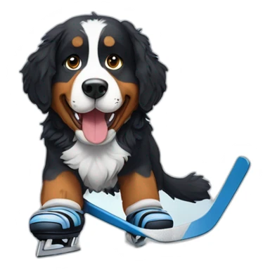 Bernese mountain dog playing ice hockey sticker