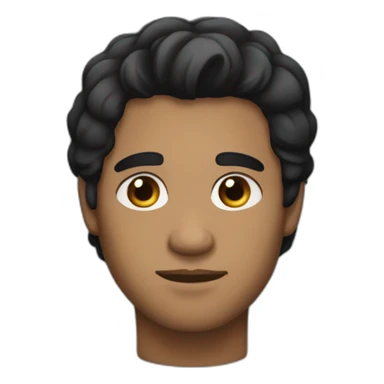 A dark-skinned man with medium-sized, sleepy eyes and soft, black hair of medium length sticker