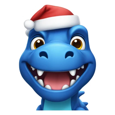 blue dinosaur with a christmas hat sticker