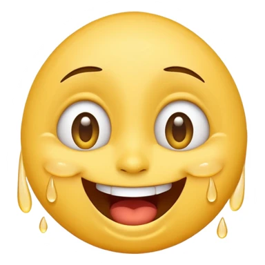 Emoji, laughing face with lots of tears of joy exactly from eyes, wide smile, big eyes sticker