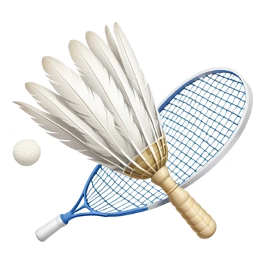 A shuttlecock mid-air above a badminton court, with its feathers spread wide and the background showing a faint outline of a net. The image emphasizes motion and lightness, symbolizing the speed and precision of the sport without players in sight sticker