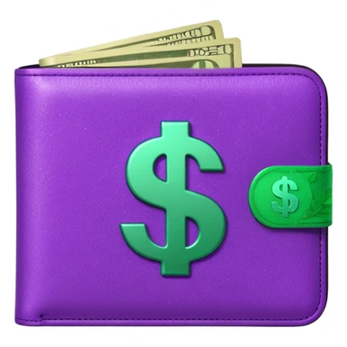 glitter purple wallet $ green symbol sticker