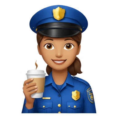 woman police holding coffee sticker