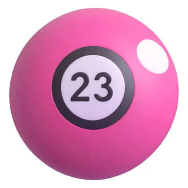 pink billiard ball with the number 23 inside a white circle sticker