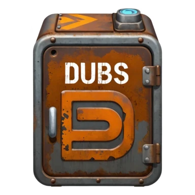 Create a Discord server icon showing the name DUBS based on the popular video game RUST. sticker