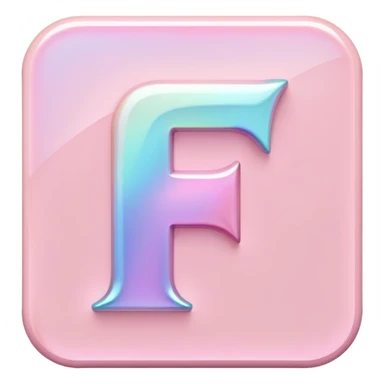 Iridescent pastel pink Font setting icon with letter F sticker
