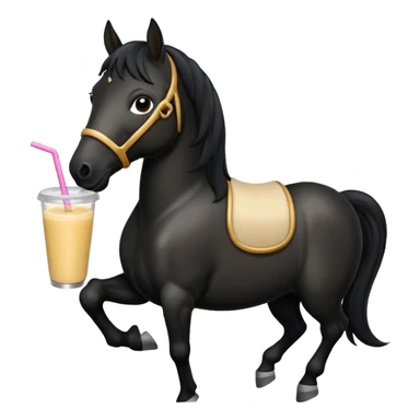 black horse holding smoothie sticker