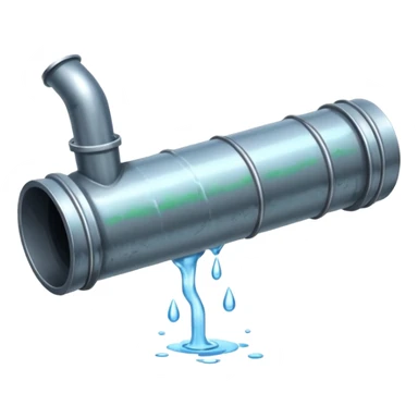 sewer steel shiny pipe with leaking water  sticker