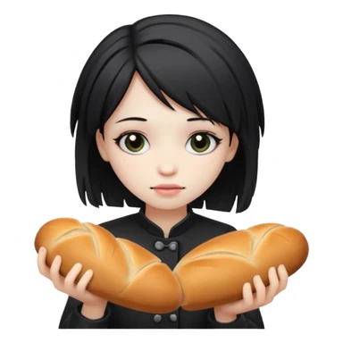 Emo girl making bread sticker