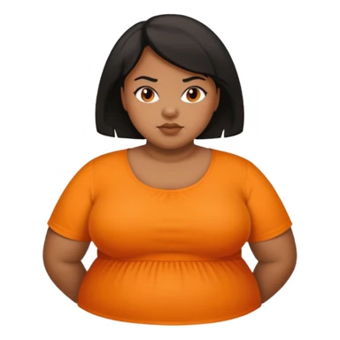 overweight black woman with organge blouse not smiling sticker