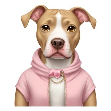 Tan and white pit bull dog wearing cute girly clothes  sticker