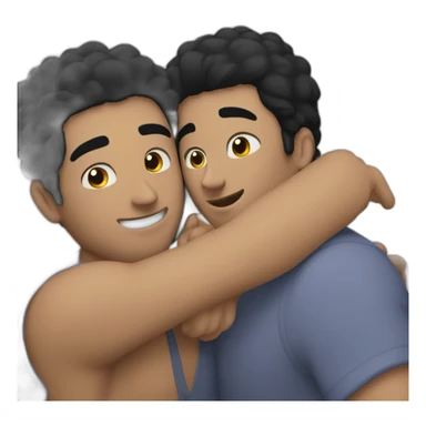 Gay hug between two men with black hair sticker