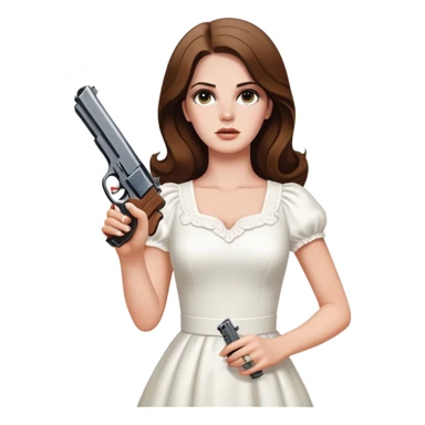 Lana Del Rey white dress holding a pistol  sticker