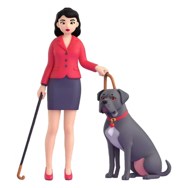 Fashionable girl with black hair and red lips with a Cane Corso dog sticker
