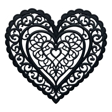 Black lace heart sticker