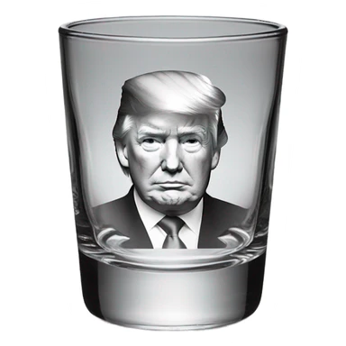 Whiskey glass with an image of Donald Trumps face  sticker