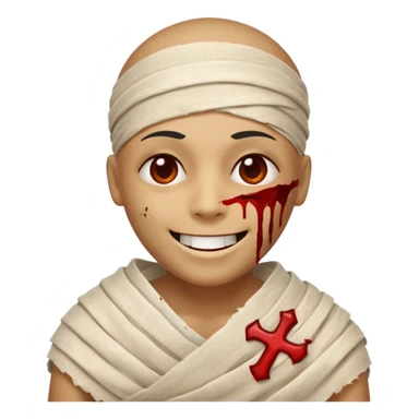 halloween mummy smiling without teeth and with blood stains sticker