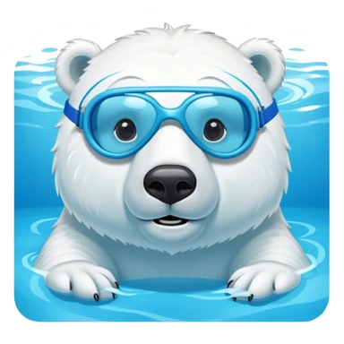 friendly anthropomorphised polar bear swimming in a pool wearing swimming goggles sticker
