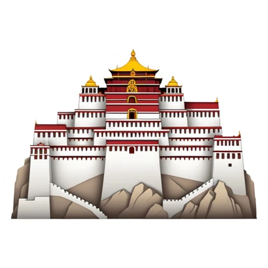 Tibetan Potala Palace Lhasa, simplified emoji style with bold outlines and bright colors, cartoon style white and red palace sticker