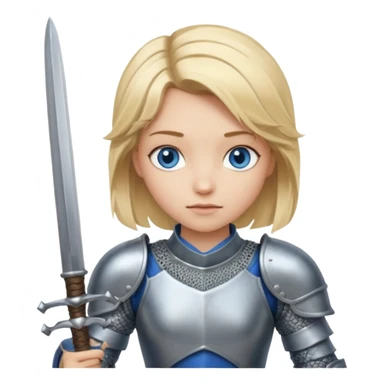 金发蓝眼穿着铠甲击剑的女孩emoji sticker
