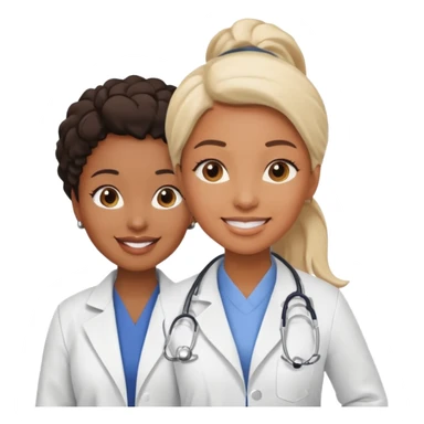 black female doctor and white technician sticker