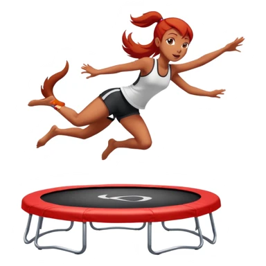 Girl red doberman jumping on trampoline  sticker