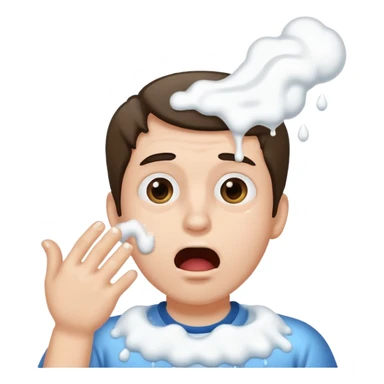 smiley throws up, rolling his eyes upward, white foam pours from his mouth sticker