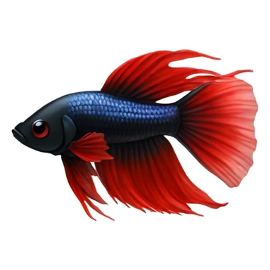 Black betta fish short fins tiny red lines  sticker