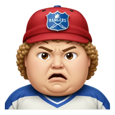 angry face curly hair and rangers hockey hat obese face sticker