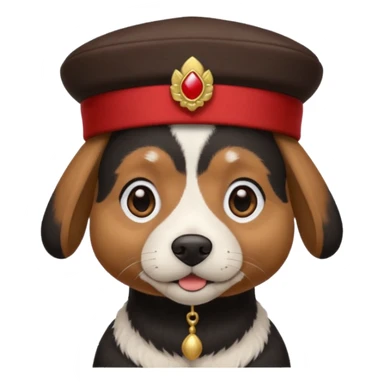 black suited dog with fes hat sticker