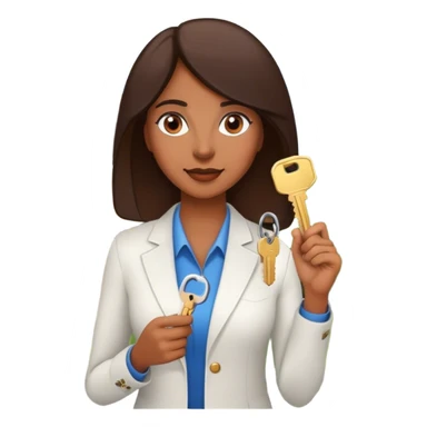 brown lady in real estate job with house sticker