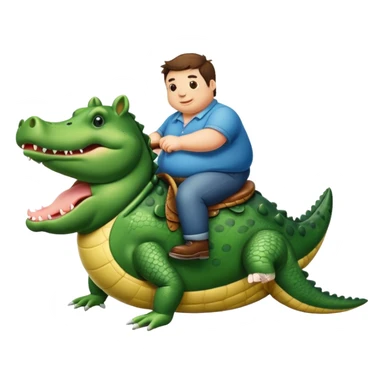 A fat pig riding a alligator  sticker