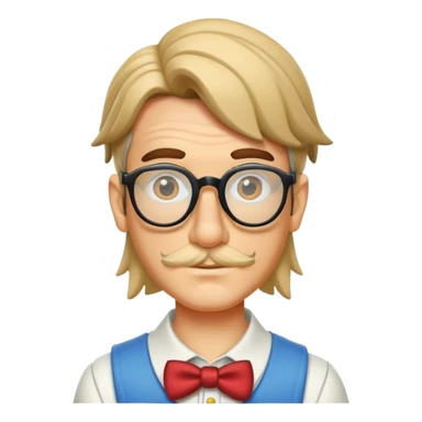 Pinocchio with a mullet and glasses sticker