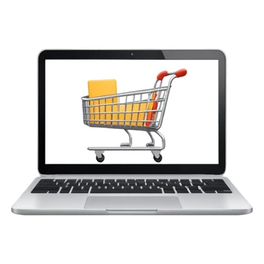 a laptop with a shopping cart on a white screen sticker