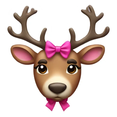 Reindeer with a dark pink bow sticker