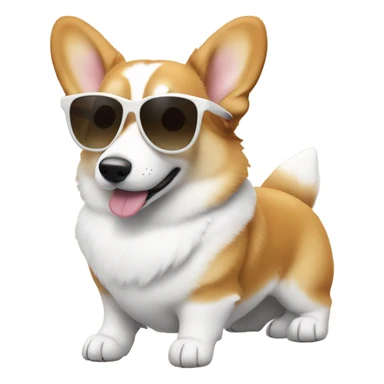 white and tan corgi with sunglasses sticker
