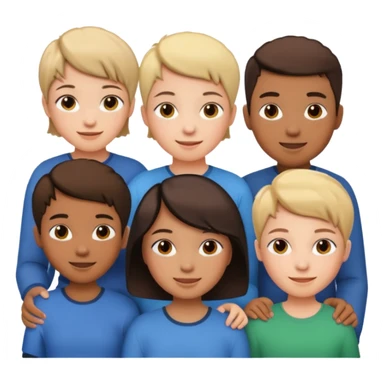 I want a 5 persons, 3 girls, one of them have a short hair, and 2 boys  sticker