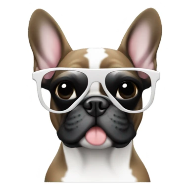 black french bulldog with white chest wearing sunglasses sticker