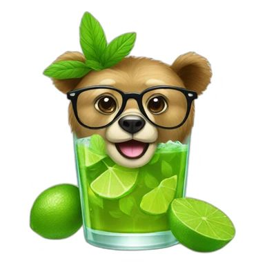 bear with glasses drinking mojito sticker