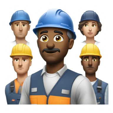 blue collar workers photorealistic serious sticker