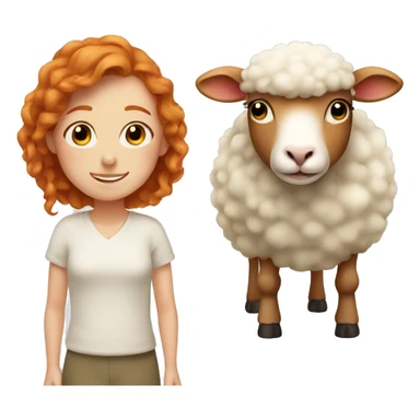 Ginger girl with a sheep  sticker
