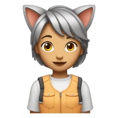 A tomboy girl wearing cat’s ears  sticker