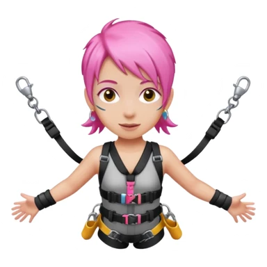 bungee jumping face with earrings and pink hair flying away bungee jump sticker
